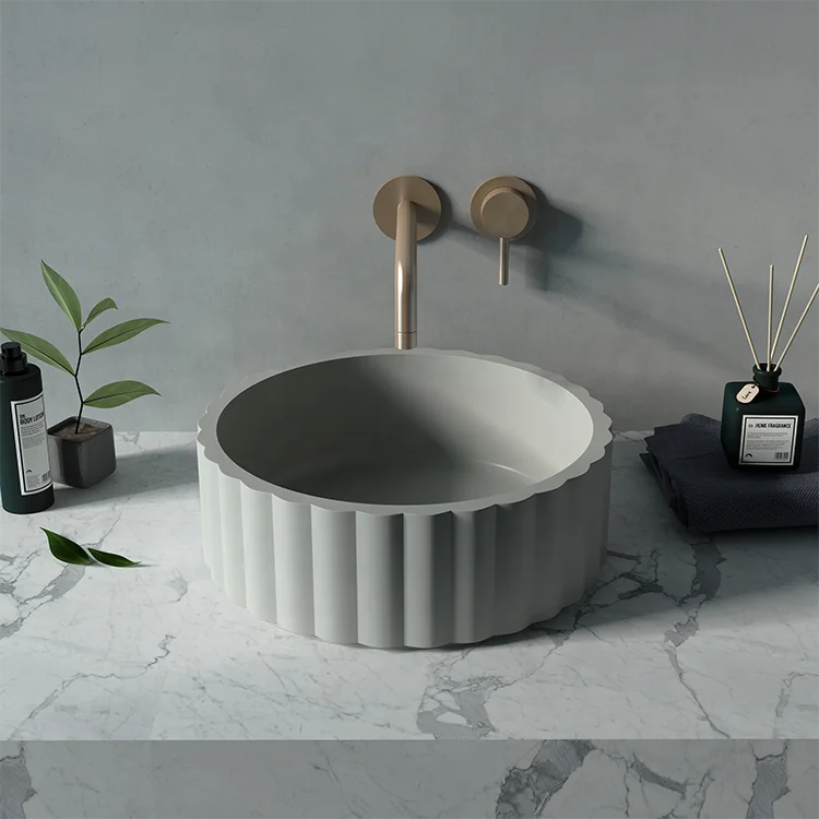 Industrial Style Counter Top Table Cement  Basin Concrete Basin Mold Light Grey Concrete  Bathroom Sinks