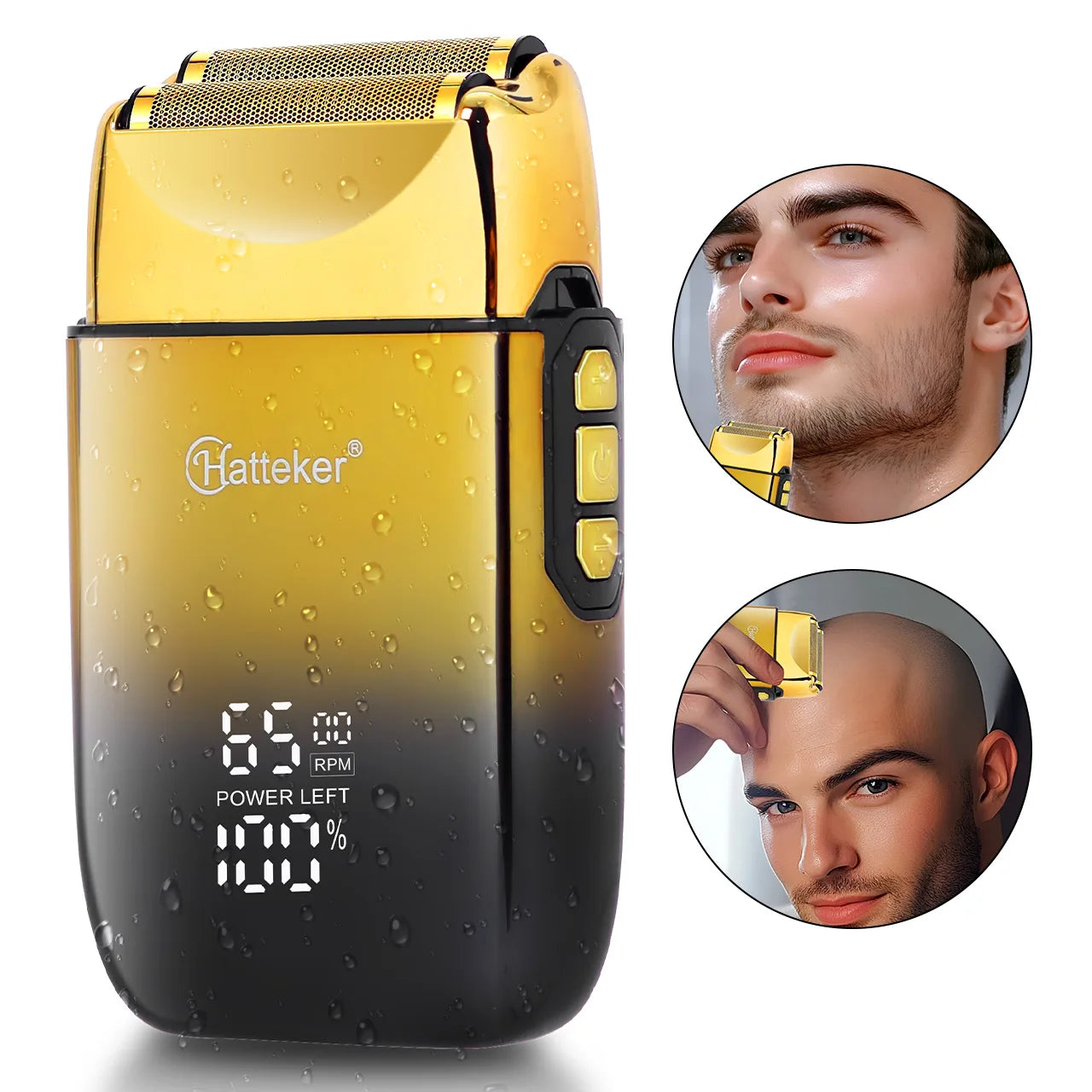 New USB Rechargeable Waterproof Gradient Gold Men's Electric Shaver Bald Head Shaving Machine Wholesale