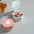 2025 New Design Portable Elegant Round Plastic Jewelry Storage Box with Leather Handle for Jewelry Storage Solution