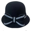 Winter Warm Keep Warm Women Wool Felt Rhinestone Bowler Fedora Hat
