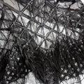 Luxury Black Feathers With Fancy Mesh Haute Couture Feather Dress Lace Fabric
