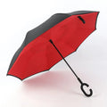 Inverted Umbrella Double Layer Semi Automatic Folding Reserve Umbrella Windproof UV Protection Umbrella for Rain Car Travel