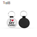Topjlh Sublimation Blank Keychains Custom Logo PU Leather White Keyrings Heat Transfer Keychain for Holiday Promotional Gifts