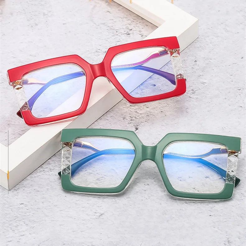 3117 Jiuling Eyewear Luxury Frame Metal Legs Personality Blue Light Blocking Glasses Oversized square Tr90 Frame Eyeglasses