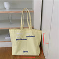 Hot Selling Casual Fashion Custom Letter Printed Women Zipper Closure Two Large Capacity Ladies Canvas Handbags Wholesale