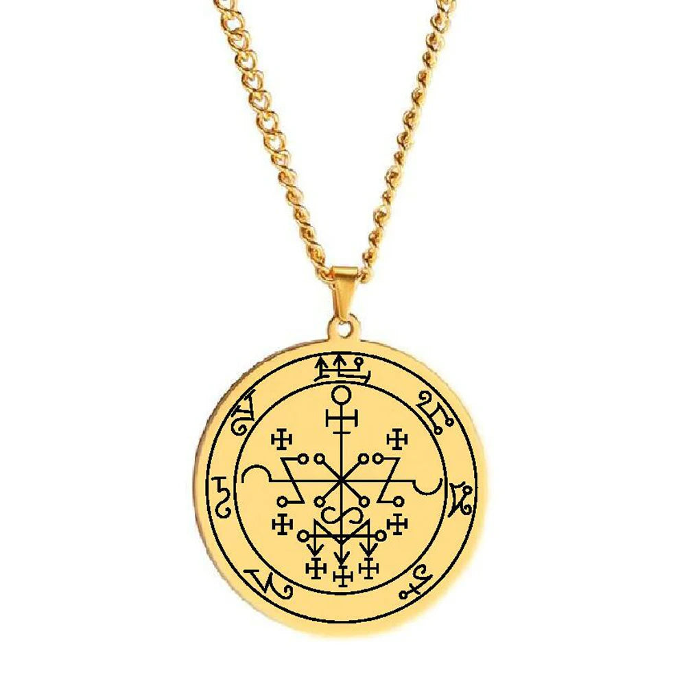 Seal of Baaltzelmoth Demon Prince of Wealth Lord of the Gap Lesser Key of Solomon Goetia Stainless Steel Pendant Necklace