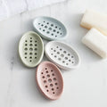 HelloWorld Soap Box Creative Silicone Soap Box for Kitchen Home Daily Bathroom Product Toilet Soap Rack Drain Laundry Brush 4 Colors