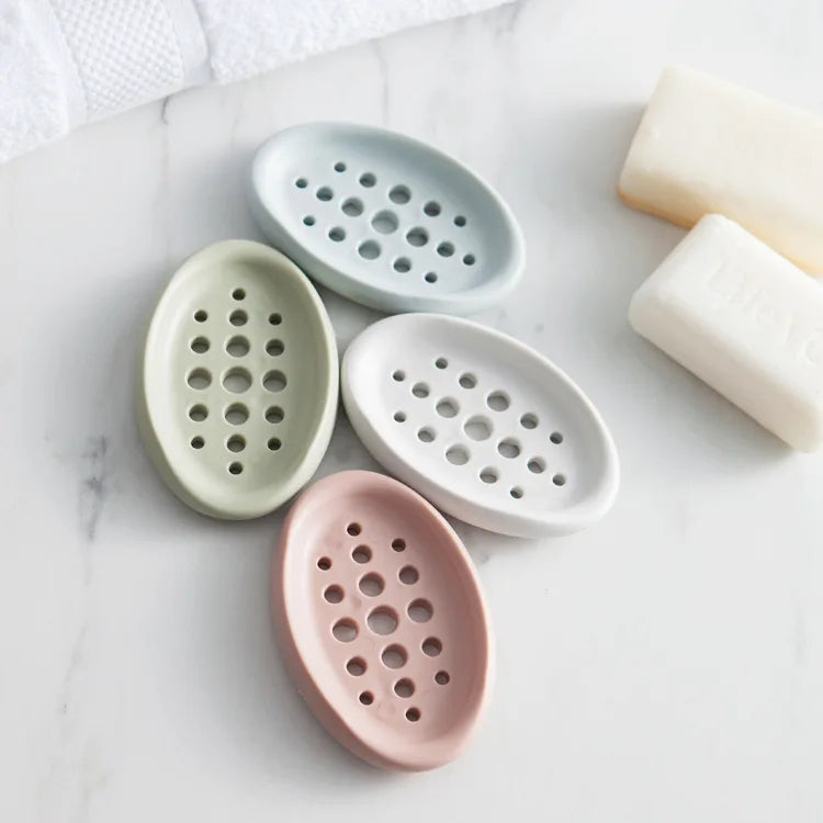 HelloWorld Soap Box Creative Silicone Soap Box for Kitchen Home Daily Bathroom Product Toilet Soap Rack Drain Laundry Brush 4 Colors
