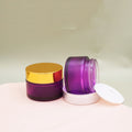 1.7 Ounce Purple Glass Frosted Cosmetic Cream Jar With Gold Aluminum Lid for Skin Care Cream