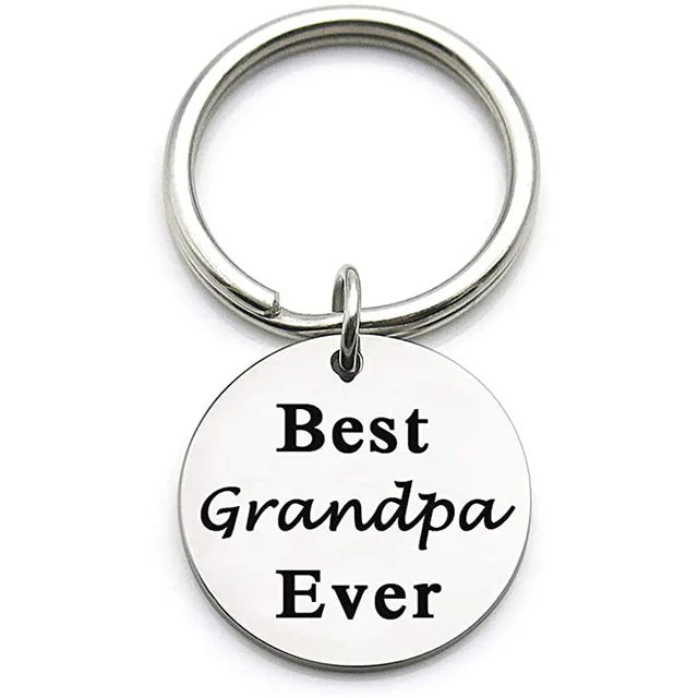 Best Grandpa Ever Keychain Gifts for Grandpa Stainless Steel I Love Grandpa Father's Day Gift Keychain