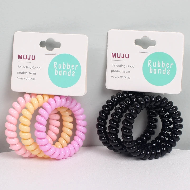 3-Piece Set of Telephone Wire Hair Ties Hair Accessories for Women and Girls for Shower Shampoo and Card Phone Line Hairband
