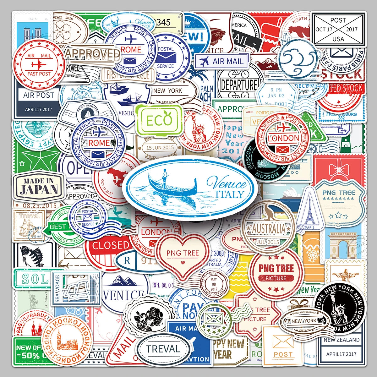 116PCS Hot Sales Cool Fun Graffiti Vintage Postmark Stickers Headphone Album Backpack Desktop Water Guitar Decorative Stickers
