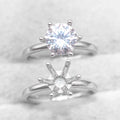 Sterling Silver 8mm/2 Carat Semi Mount Ring Frame Blank Moissanite Diamond Claws Setting Base Without Center Stone Inlay for DIY
