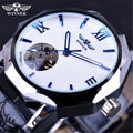 Winner Watch Blue Geometry Ocean Design Transparent Skeleton Dial Men Wristwatches Top Gift Automatic Mechanical Male Clock