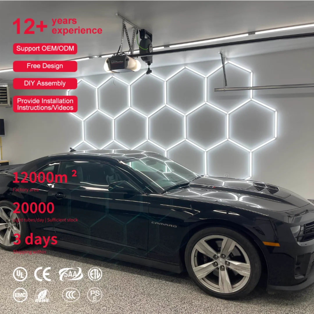 Hot Sale One-step Connection Hexagon Light Car Anti-glare 6500K Car Wash Equipment Hexagonal LED Light MegaBDM