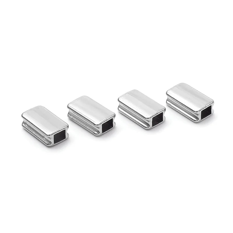 11x6mm Flat square Pillow Coffin Wholesale Custom 3d Stainless Titanium Steel Jewelry Diy Accessories Charm Bracelet Beads