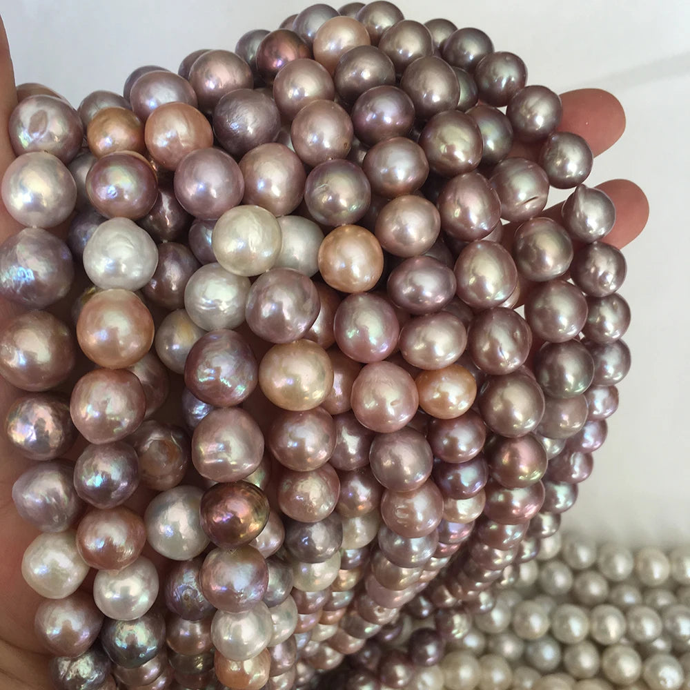 16 INCH -10-14 mm Keshi Big Round Baroque Nature Freshwater Pearl Loose Pearl in Strand