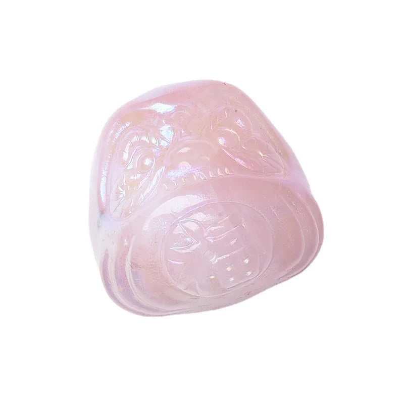 HZ Natural crystal rose quartz plating dharma sculpture carving folk crafts counteract evil force healing souvenirs for stones