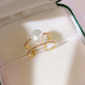 Bazaar Explosion Ladies Fashion Ring Freshwater Baroque Pearl Red Natural Style Gold Plated Trendy Women's Net Gold Pearl Ring