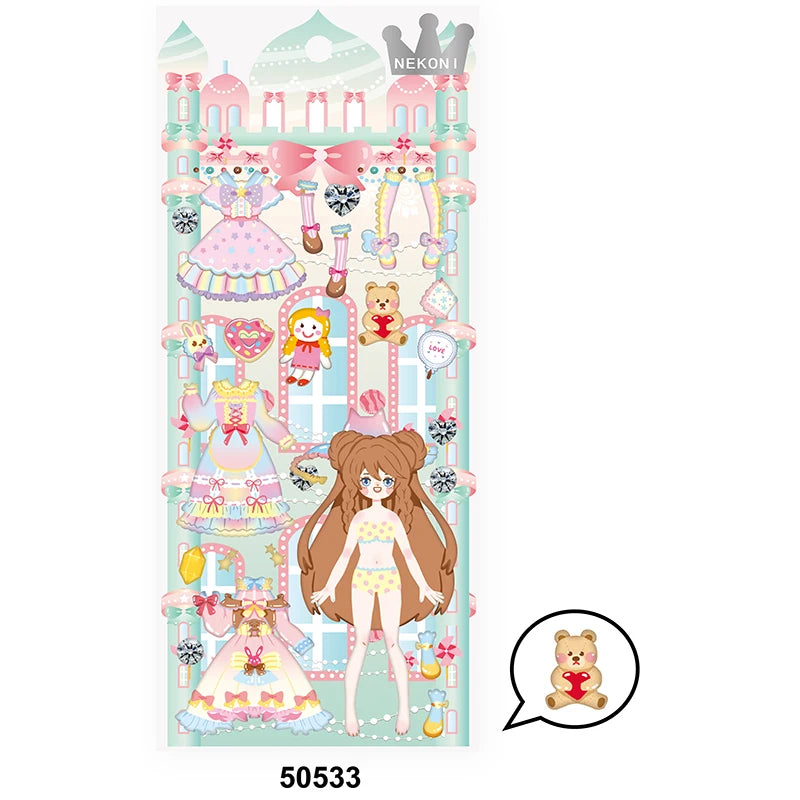 Nekoni Role Play DIY Make up Set 3D Puffy Girly Stickers Foam Decal 3D Stickers Original Decals for Foam Stickers