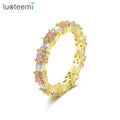 LUOTEEMI Colorful Dainty Gold Korean Woman Accessory Chunky Pink Color Cute Fashion Flower Ring