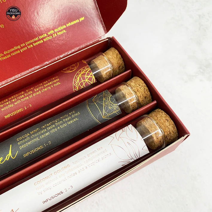 Glass Custom Sticker Tube With Cork Stopper Glass Tube with Label