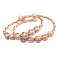 Wholesale Gold Plated Freshwater Cultured Pearl Bangle Bracelets Real Natural Adjustable Classic Style for Wedding Gift