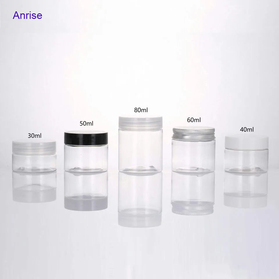 30ml 40ml 50ml 60ml 80ml Transparent Plastic PET Jar Cosmetic Cream Clear Plastic Jar Container