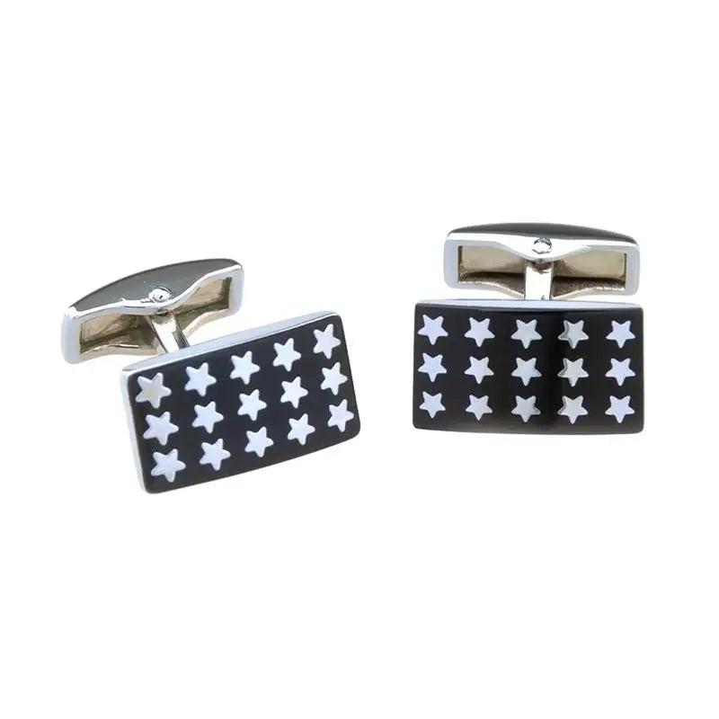Wholesale Custom Men's Fashion Cufflinks Star Enamel Sublimation French Suit Wedding Tuxedo Shirt Accessory Trendy Tie Clips