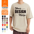 ZYtshirt Wholesale Custom Logo Printing 240GSM 100% Cotton Loose Crew Neck T-Shirt for Casual Unisex Wear