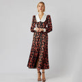 2023 Spring New Collection Casual High Waist Ladies Vintage Dresses Vacation Elegant Long Sleeve Floral Maxi Dress