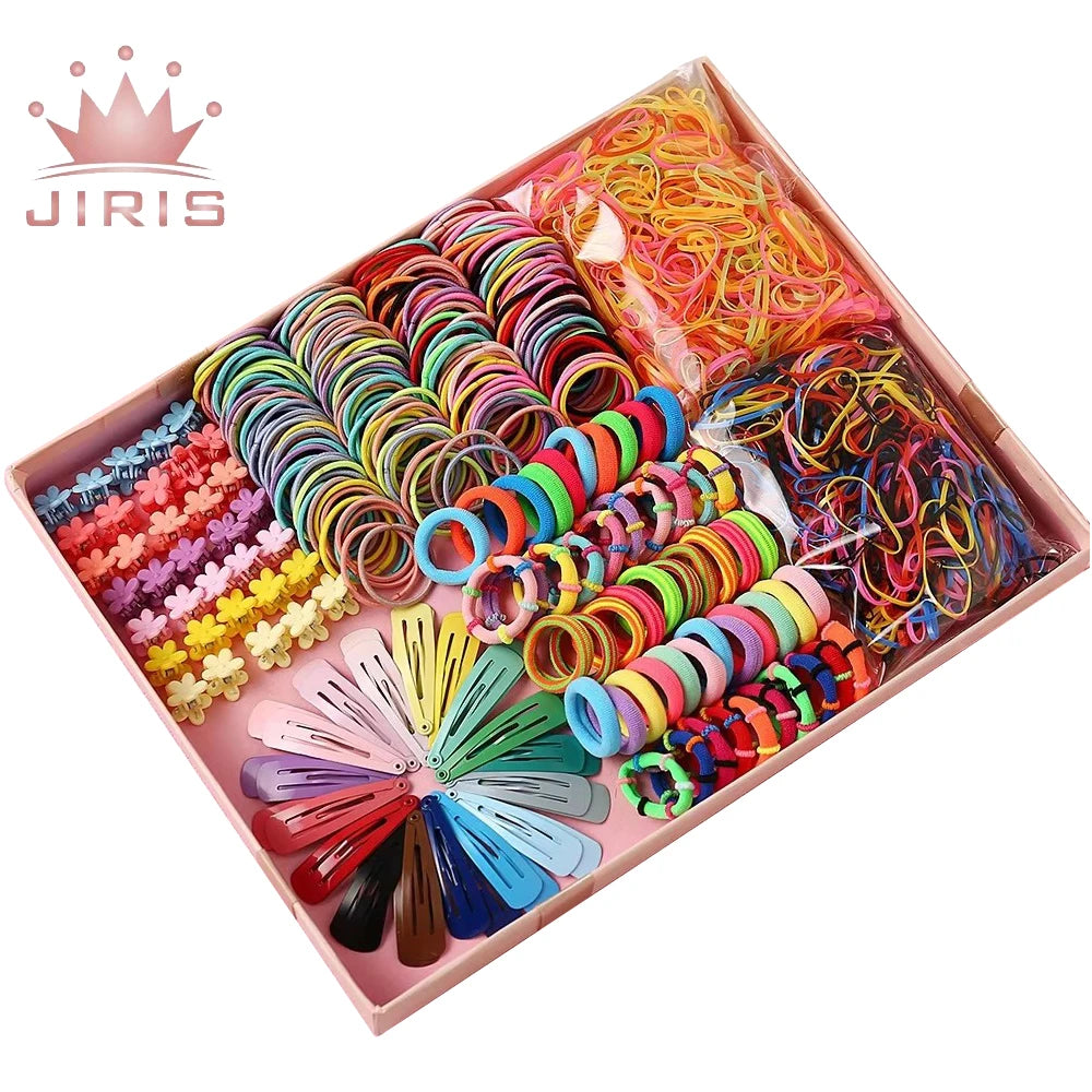JIRIS Hot Sale New Style Hairpin Rubber Band Combination Box Set Bulk Children Hair Accessories Set for Girl  Kids Gift
