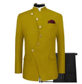 Golden Stylish Men's Suit 2 Piece Set Single Breasted Design Blazer Wedding Tuxedo Formal Groom Jacket Pants Elegant Men's Dress