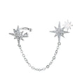 A Piece Women Earring Minority Light Luxury Flash Diamond Integrated Rice Word Eight Star Ear Bone Ear Stud Earrings