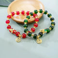 New Year Loong Bracelets the Year of Birth Guofengfu Brand Tortoise a String of Red and Green Agates. Good Luck for Lovers