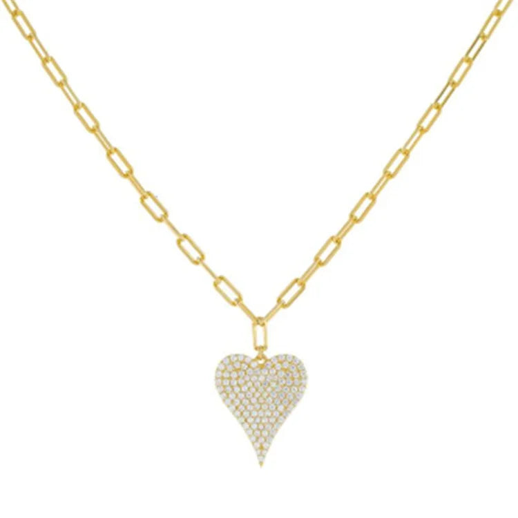 Fine 18k PVD Gold Plated Jewelry Copper Heart Charm Necklace for Women