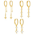 Fashion Earring 925 Sterling Silver Flower Dangling Earrings Drop Diamond Star Tassel Chain Gold Plated Hoop Earrings Women