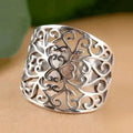 Huitan S925 Custom Classic Style Flowers Hollow Design Wide Rings for Women Wedding Engagement Rings Jewelry 925 Sterling Silver