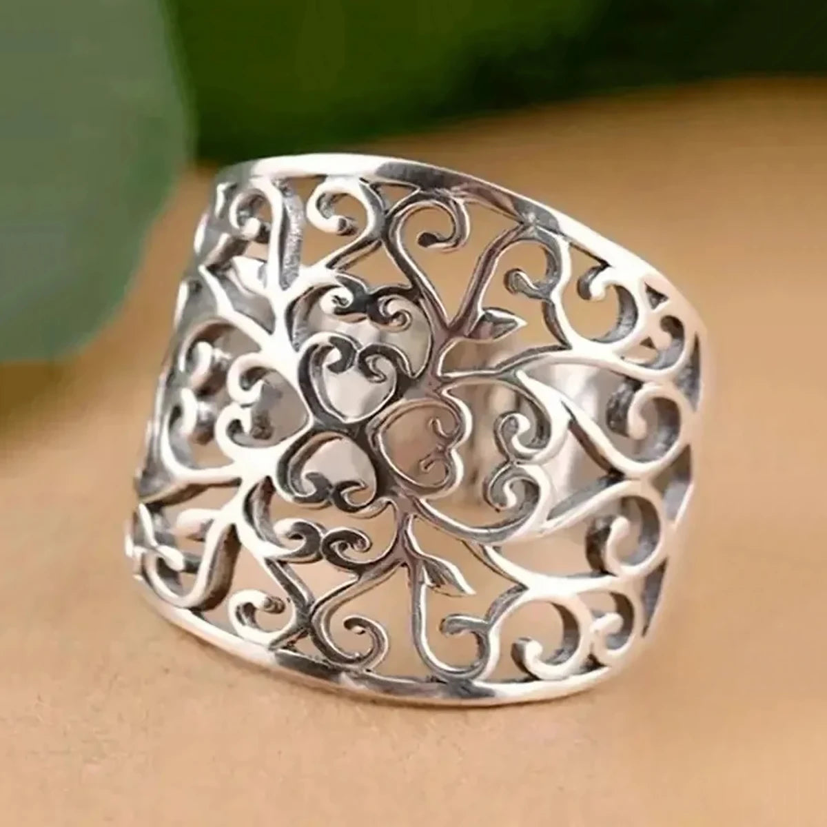 Huitan S925 Custom Classic Style Flowers Hollow Design Wide Rings for Women Wedding Engagement Rings Jewelry 925 Sterling Silver