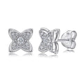 Trendy Dainty Jewelry Weeding Engagement Anniversary Paty Gift Rhodium Plated 925 Sterling Silver Zircon Stud Earrings for Women