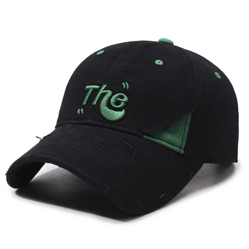 Fashion Custom Logo Baseball Hat Black Distressed Denim Hat Unix Embroidered Letter Sport Cap Factory Wholesale