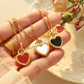 Anti Tarnish New Fashion Stainless Steel Jewelry Double Sides Red Black Sea Shell Peach Heart Pendant Necklace for Women