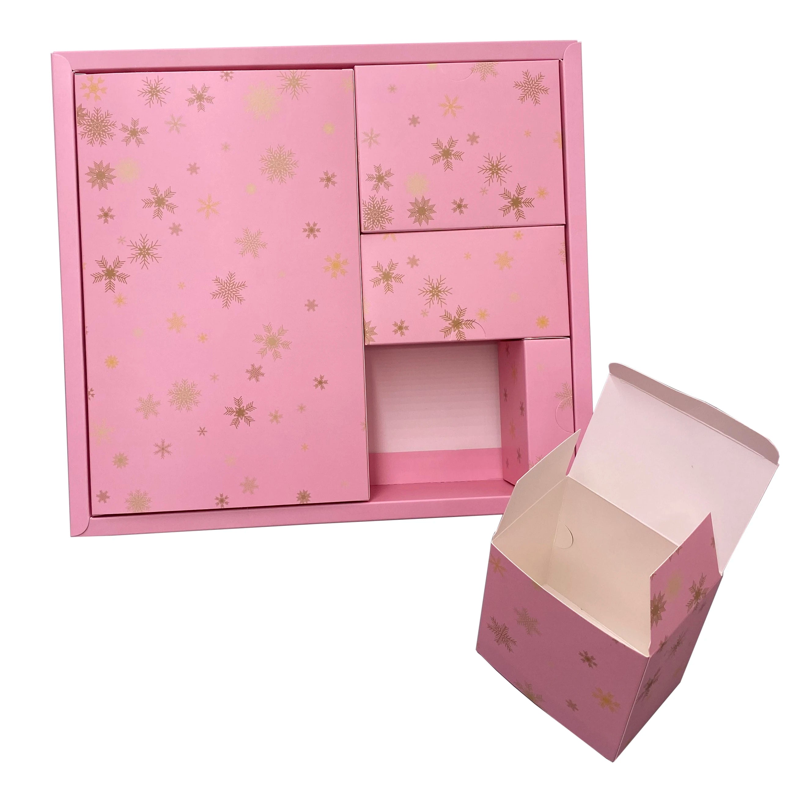 Custom Empty Pink Paper Advent Calendar 12 Days Gift Beauty Cosmetic Packaging Countdown Christmas Advent Calendar Boxeses