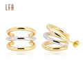 Simple and Personalized Studs Hoop Earrings 18k Real Gold Temperament Gold Geometric Multi-layer Earrings