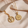 Stainless Steel Disc Pendant Necklace Hollow Portrait Necklace Stainless Steel Necklace Design Jewelry