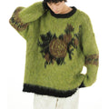 Mohair Pullover Men's Artistic Patterned Loose - Fit Fluffy Knitted Sweater Casual - Chic Statement Piece for Daily Fashion