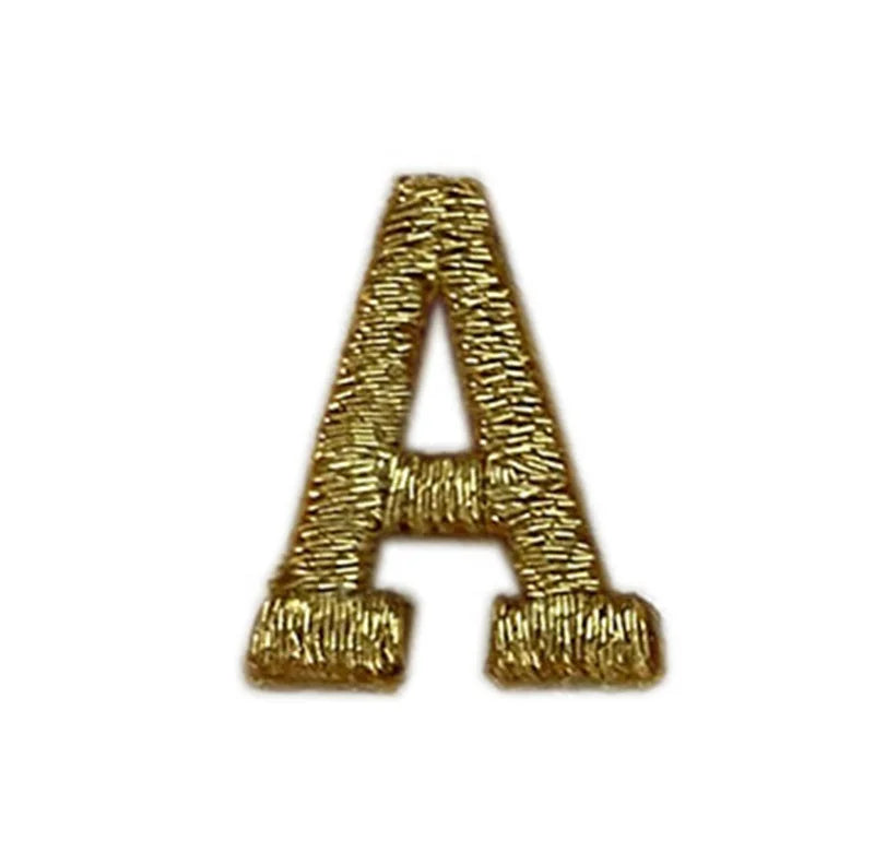 Wholesale Factory Direct Cheap Price Iron on Heat Seal Gold Metallic Thread Machine Embroidery Letter Alphabet Patches