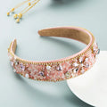 Europe and the United States New Retro Design Broken Diamond Resin Flowers Lovely Temperament Fabric Wide Edge Headband