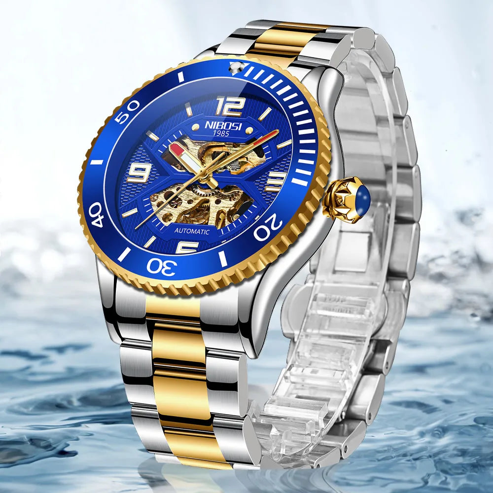 NIBOSI 2399 Hollowed Out Design Mechanical Watch Men Automatic Wrist Watch Customize logo Female Wristwatch