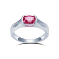 MSR-1426 PT950 Solitaire Ring Cushion Ruby Lab Grown Gemstone Engagement Ring